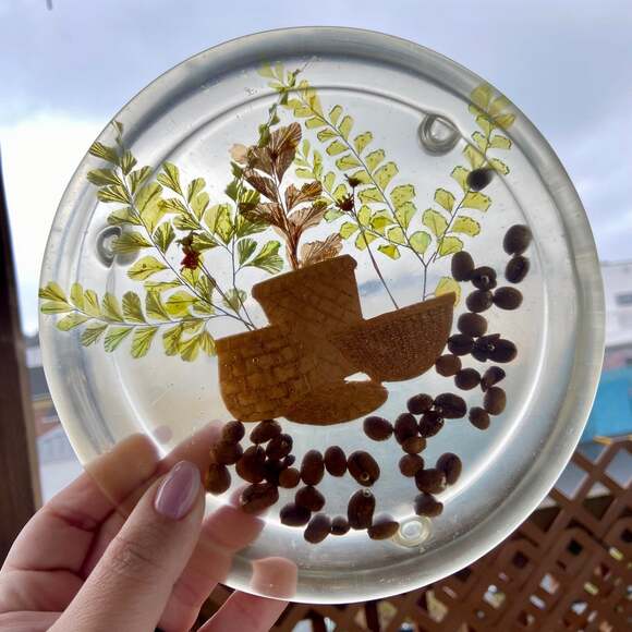 Vintage Coffee Bean Epoxy Trivet - Picture 1 of 6